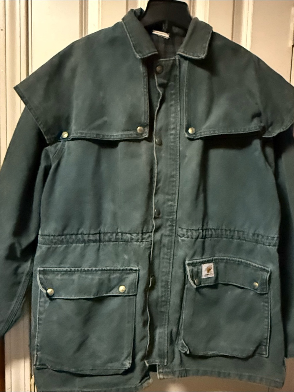 CARHARTT~Vintage~CW043 ~Men’s~Medium~Duck Shoulder Cape Chore Jacket Coat Green